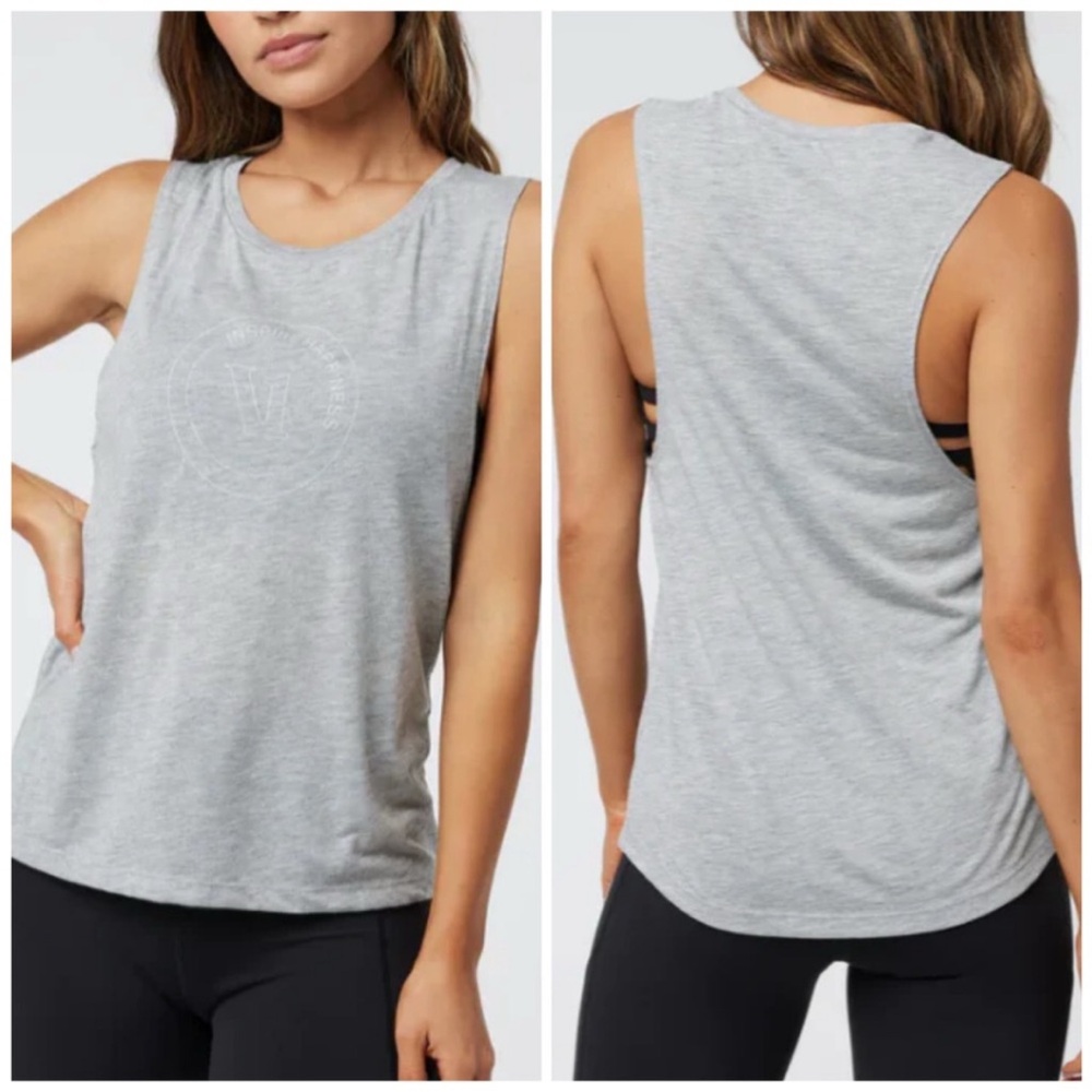 Vuori Gray Sleeveless Inspire Happiness Tank